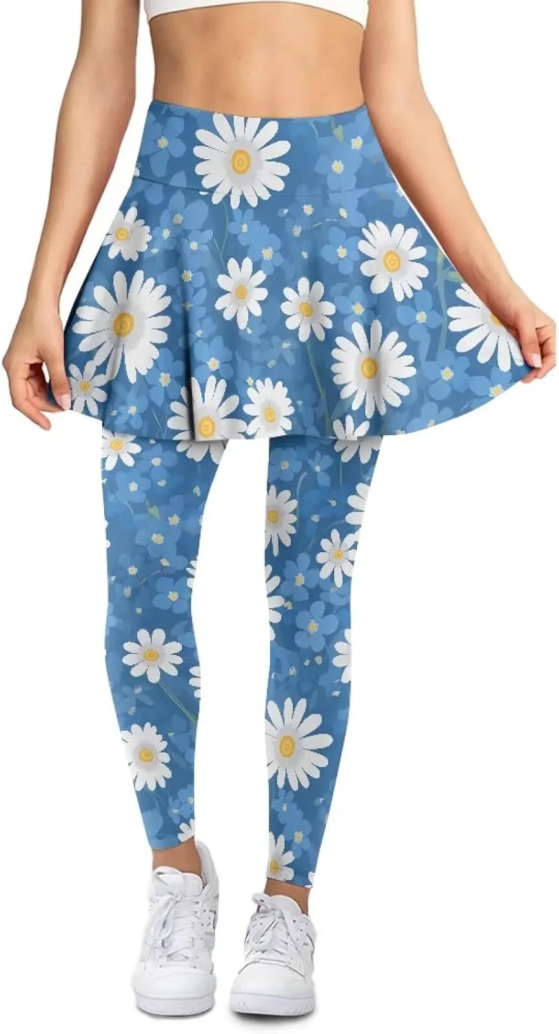 Ladybug Tennis Skirted Leggings with Pocket,Women Turtle Elastic Yoga Legging with Skirt,Forest Comfy Yoga Leggings