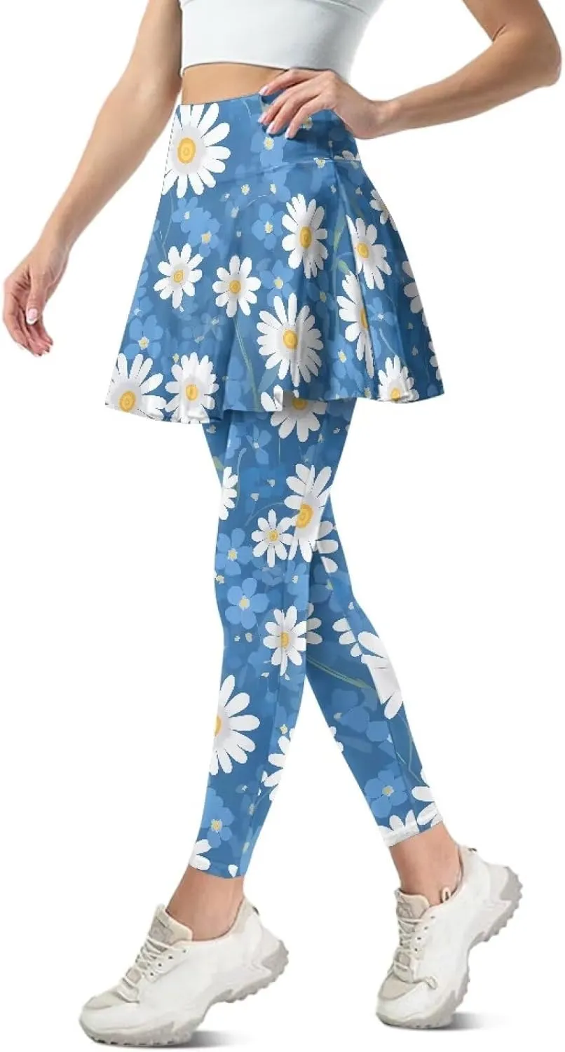 Ladybug Tennis Skirted Leggings with Pocket,Women Turtle Elastic Yoga Legging with Skirt,Forest Comfy Yoga Leggings