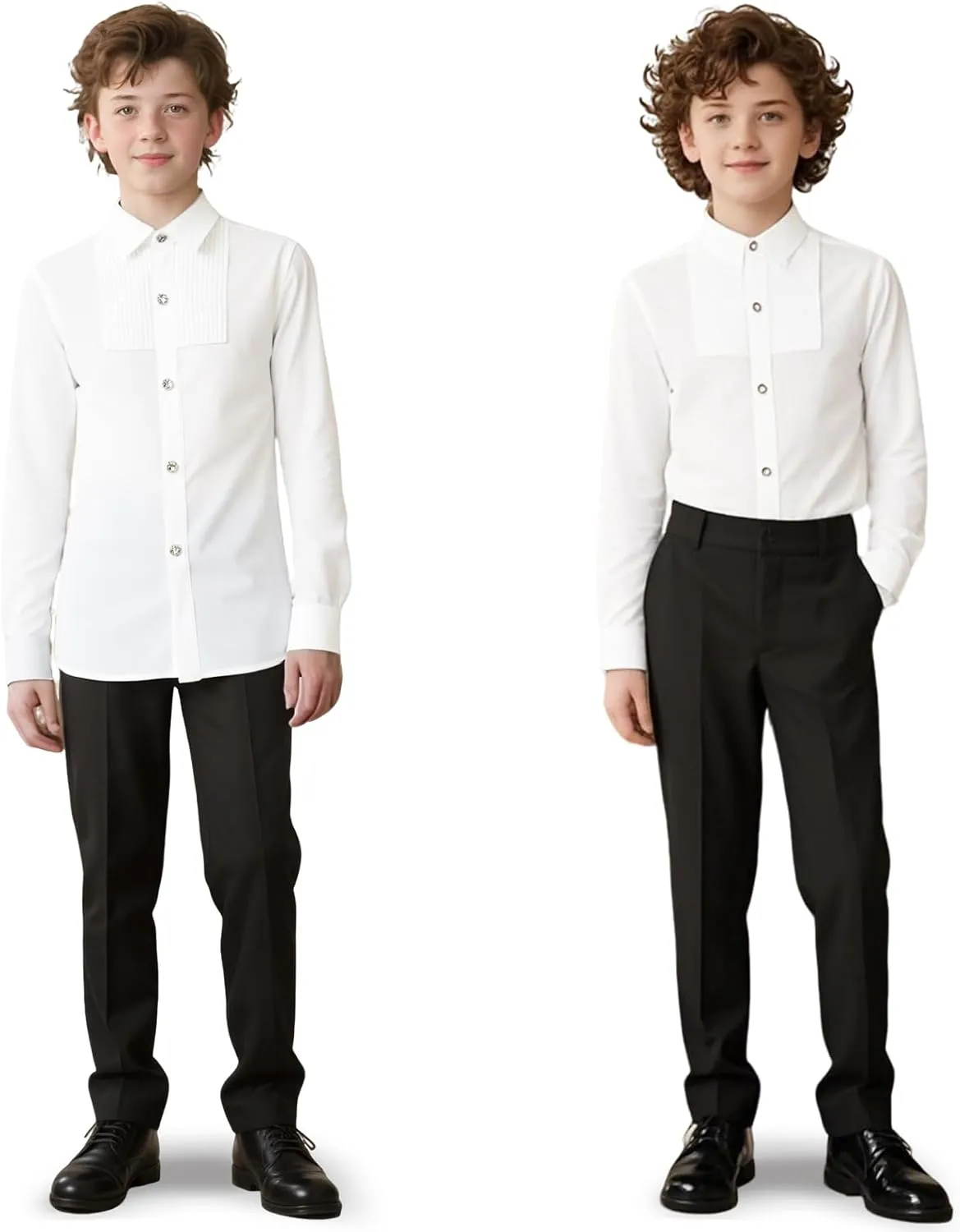 Lamgool Tuxedo Suits for Boys Kids Formal Outfit 4-Piece Set with Sequin Blazer Dress Shirt Black Pants Bow tie Prom Wedding