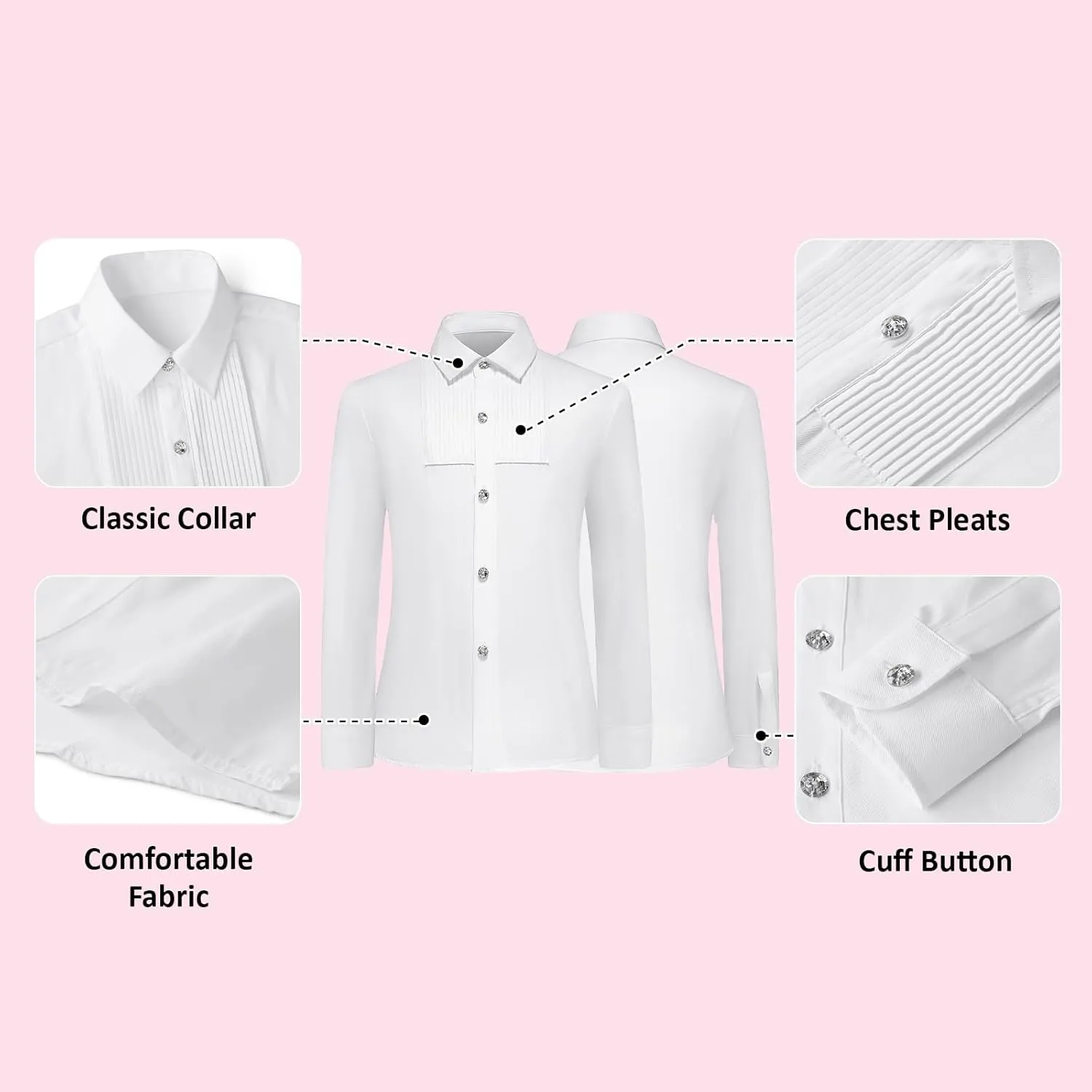 Lamgool Tuxedo Suits for Boys Kids Formal Outfit 4-Piece Set with Sequin Blazer Dress Shirt Black Pants Bow tie Prom Wedding