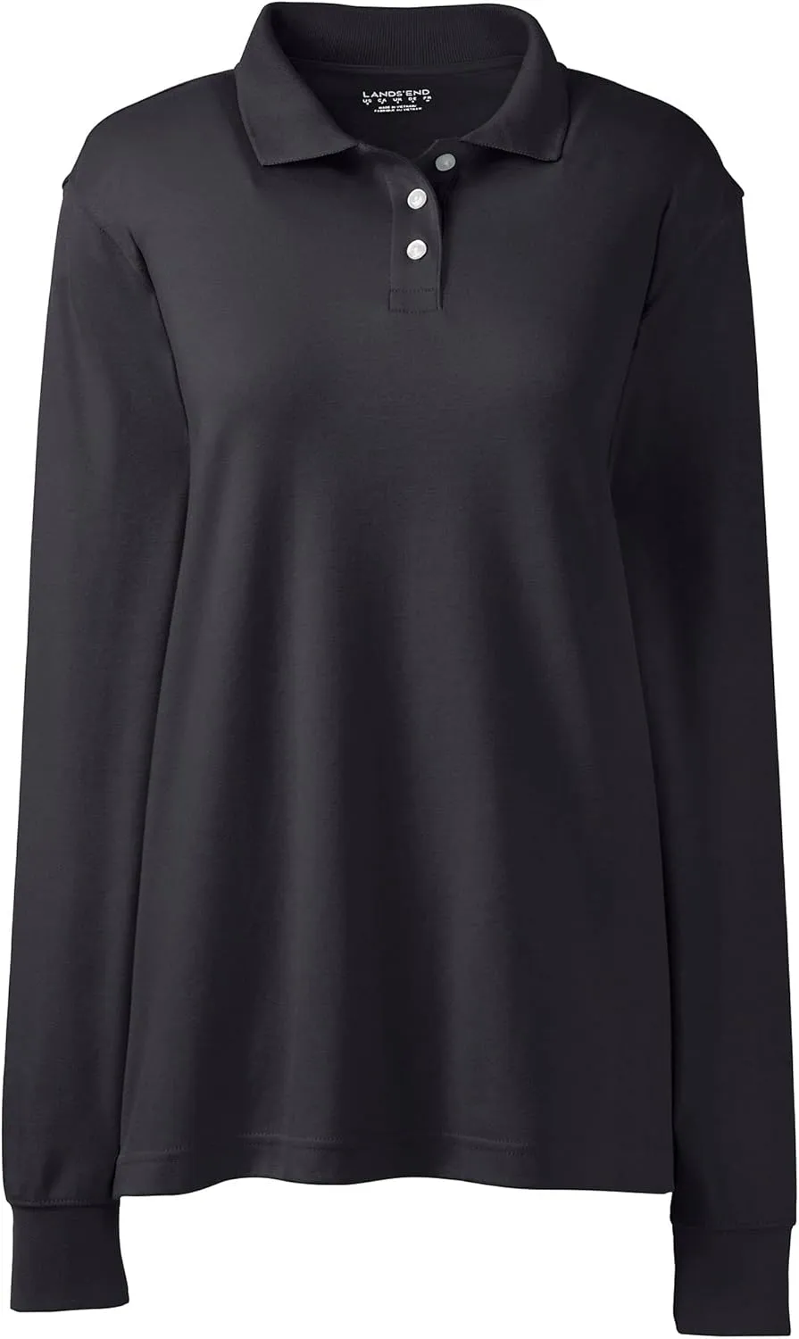 Lands' End School Uniform Women's Long Sleeve Interlock Polo Shirt