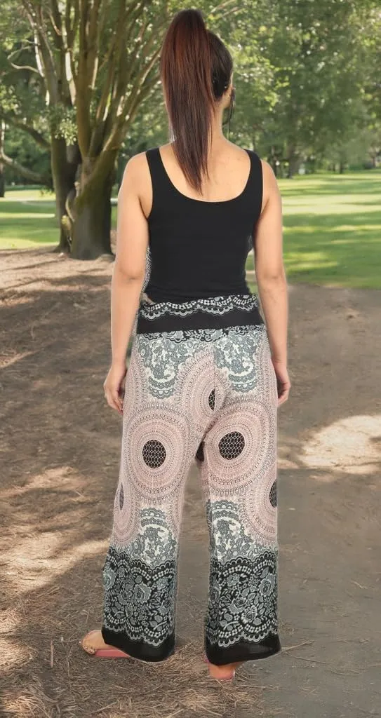 Lannaclothesdesign Women's Thai Fisherman Pants Yoga Trousers Wide Legs Pants