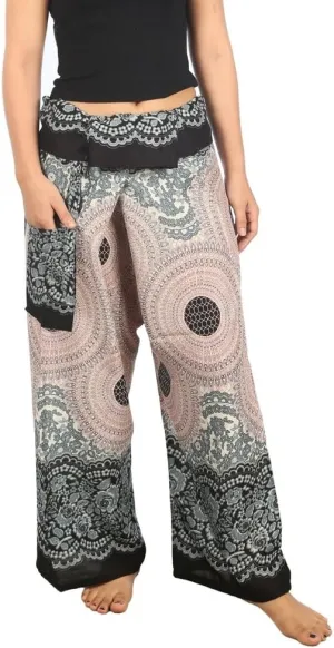 Lannaclothesdesign Women's Thai Fisherman Pants Yoga Trousers Wide Legs Pants