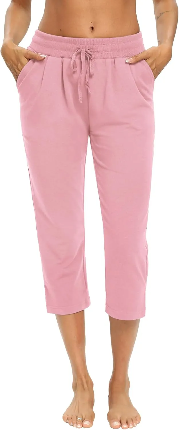 LEXISLOVE Capris for Women Casual Summer Wide Leg Crop Pants Loose Comfy Drawstring Yoga Jogger Capri Pants with Pockets