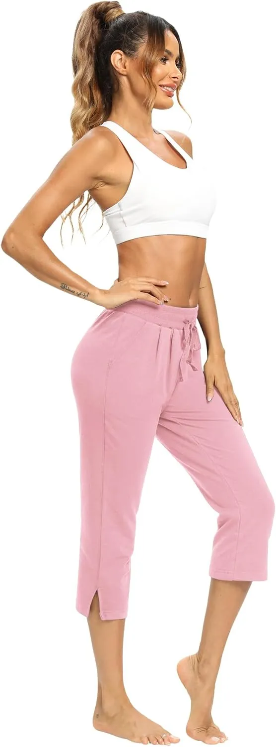 LEXISLOVE Capris for Women Casual Summer Wide Leg Crop Pants Loose Comfy Drawstring Yoga Jogger Capri Pants with Pockets