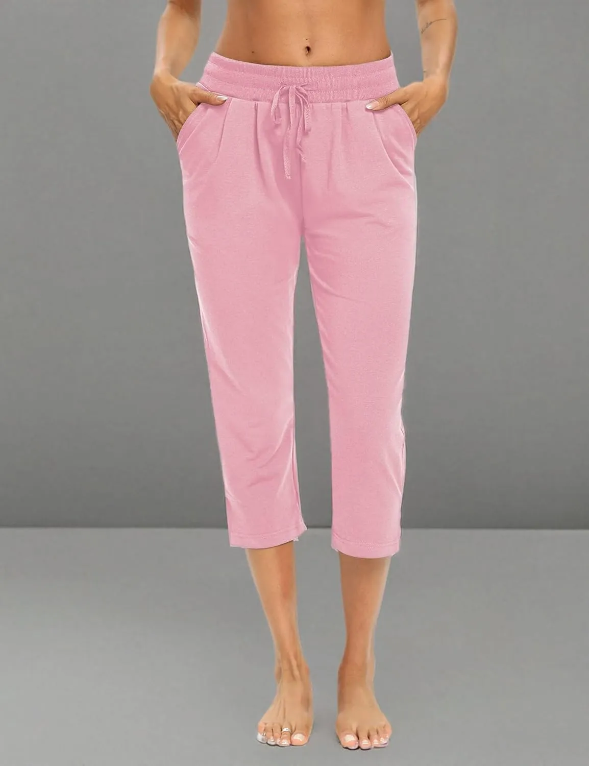 LEXISLOVE Capris for Women Casual Summer Wide Leg Crop Pants Loose Comfy Drawstring Yoga Jogger Capri Pants with Pockets