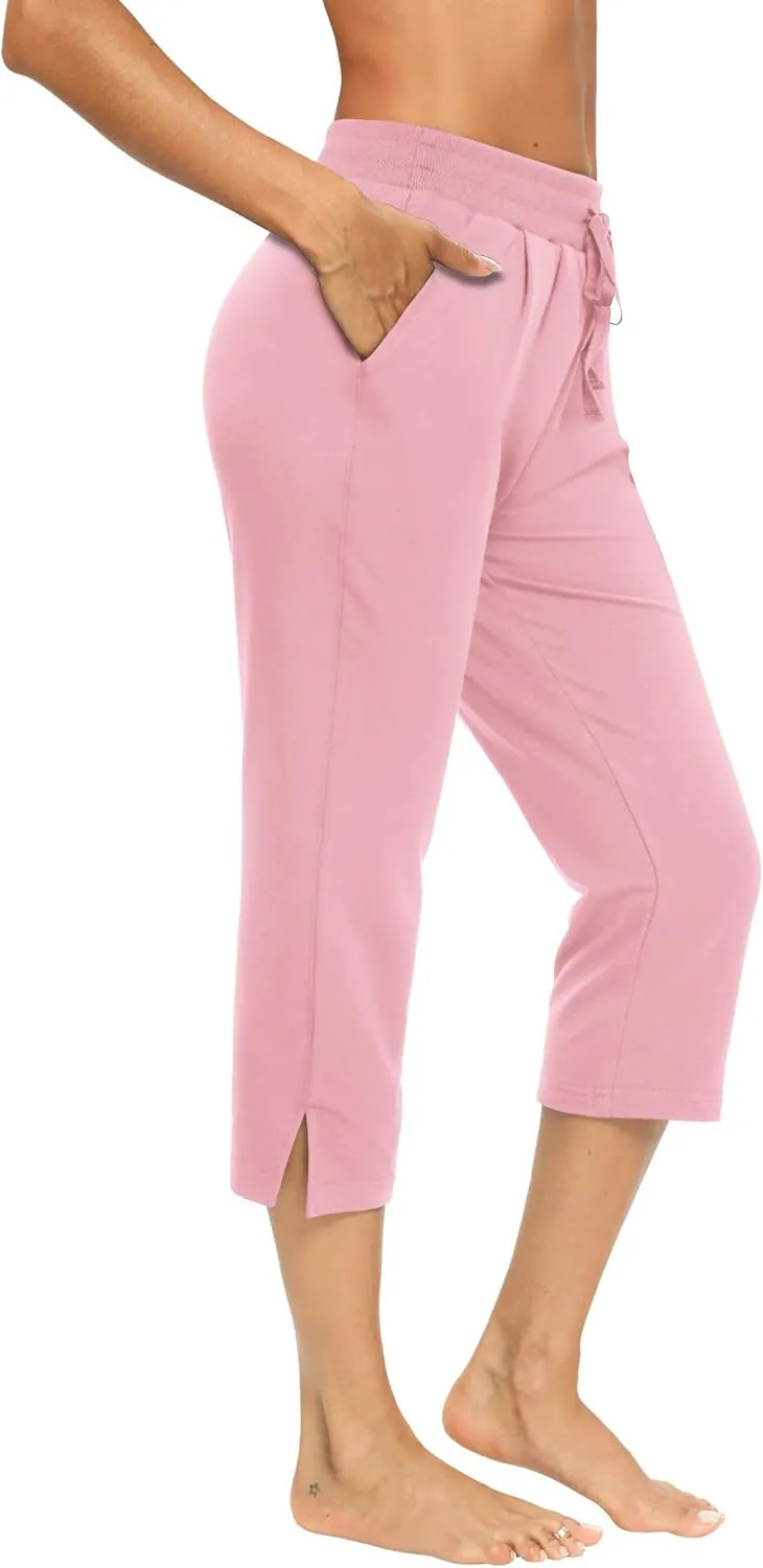LEXISLOVE Capris for Women Casual Summer Wide Leg Crop Pants Loose Comfy Drawstring Yoga Jogger Capri Pants with Pockets