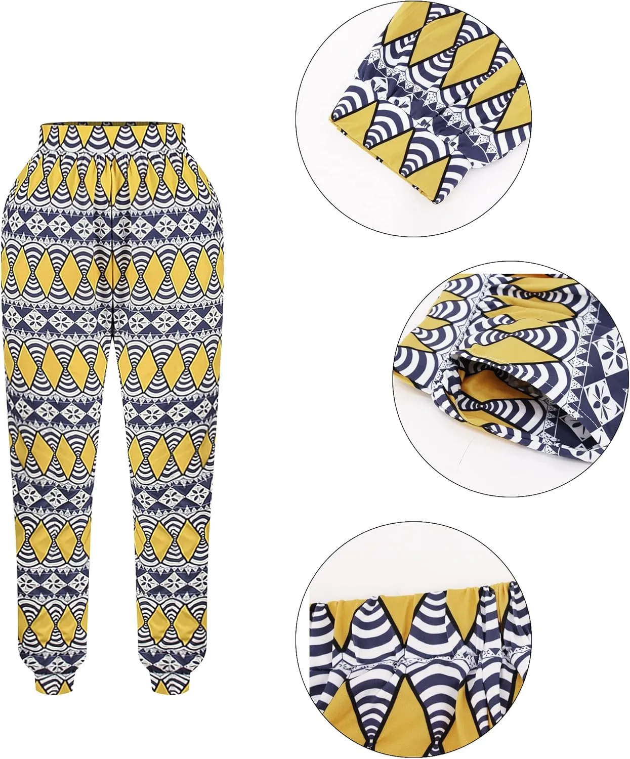 Liliam Women's Boho Floral Print Harem Pants High Waist Hippie Pants Trousers with Pockets