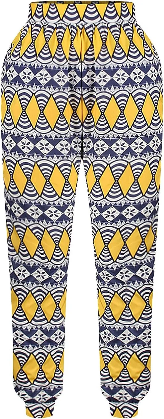 Liliam Women's Boho Floral Print Harem Pants High Waist Hippie Pants Trousers with Pockets