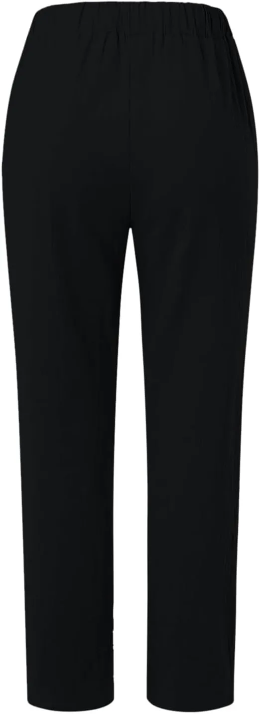 Linen Pants for Women Trendy Elastic Wasit Casual Wide Leg Trousers Ladies Beach Pants with Pockets Summer Clothes