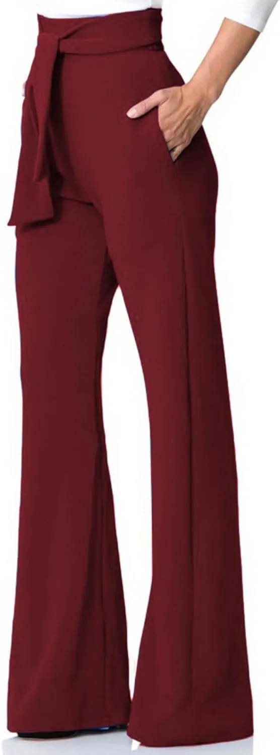Lucuna Women's Dress Pants High Waisted Wide Leg Work Pants Slacks Office Business Casual Trousers