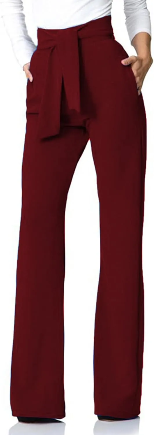 Lucuna Women's Dress Pants High Waisted Wide Leg Work Pants Slacks Office Business Casual Trousers