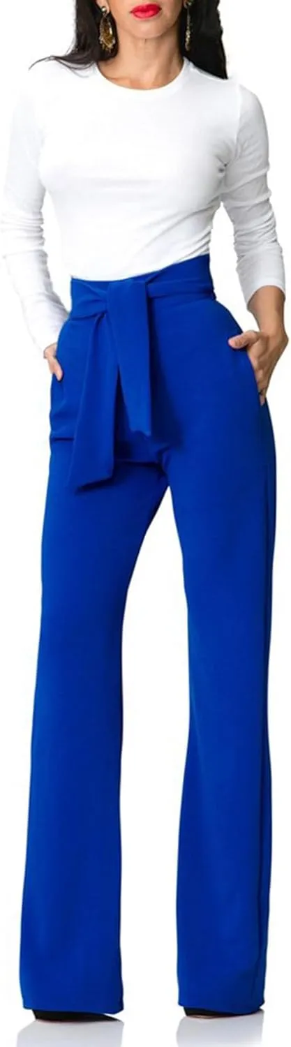 Lucuna Women's Dress Pants High Waisted Wide Leg Work Pants Slacks Office Business Casual Trousers