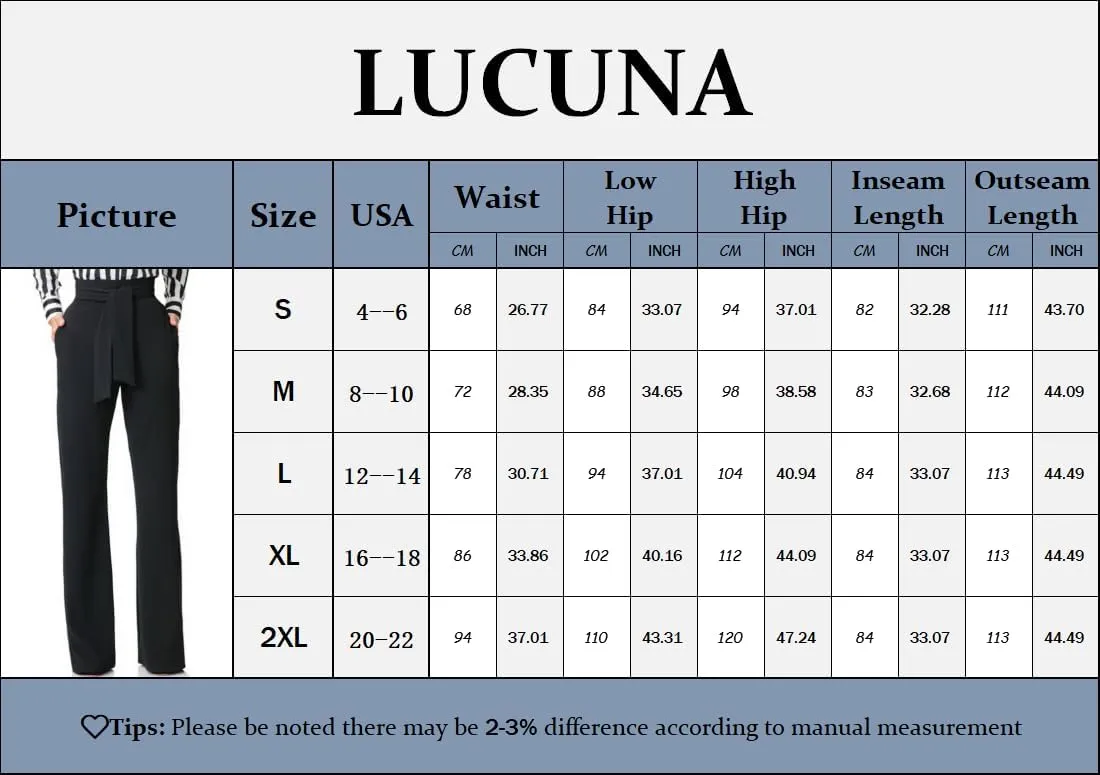 Lucuna Women's Dress Pants High Waisted Wide Leg Work Pants Slacks Office Business Casual Trousers