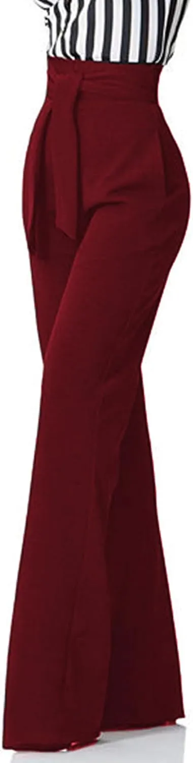 Lucuna Women's Dress Pants High Waisted Wide Leg Work Pants Slacks Office Business Casual Trousers