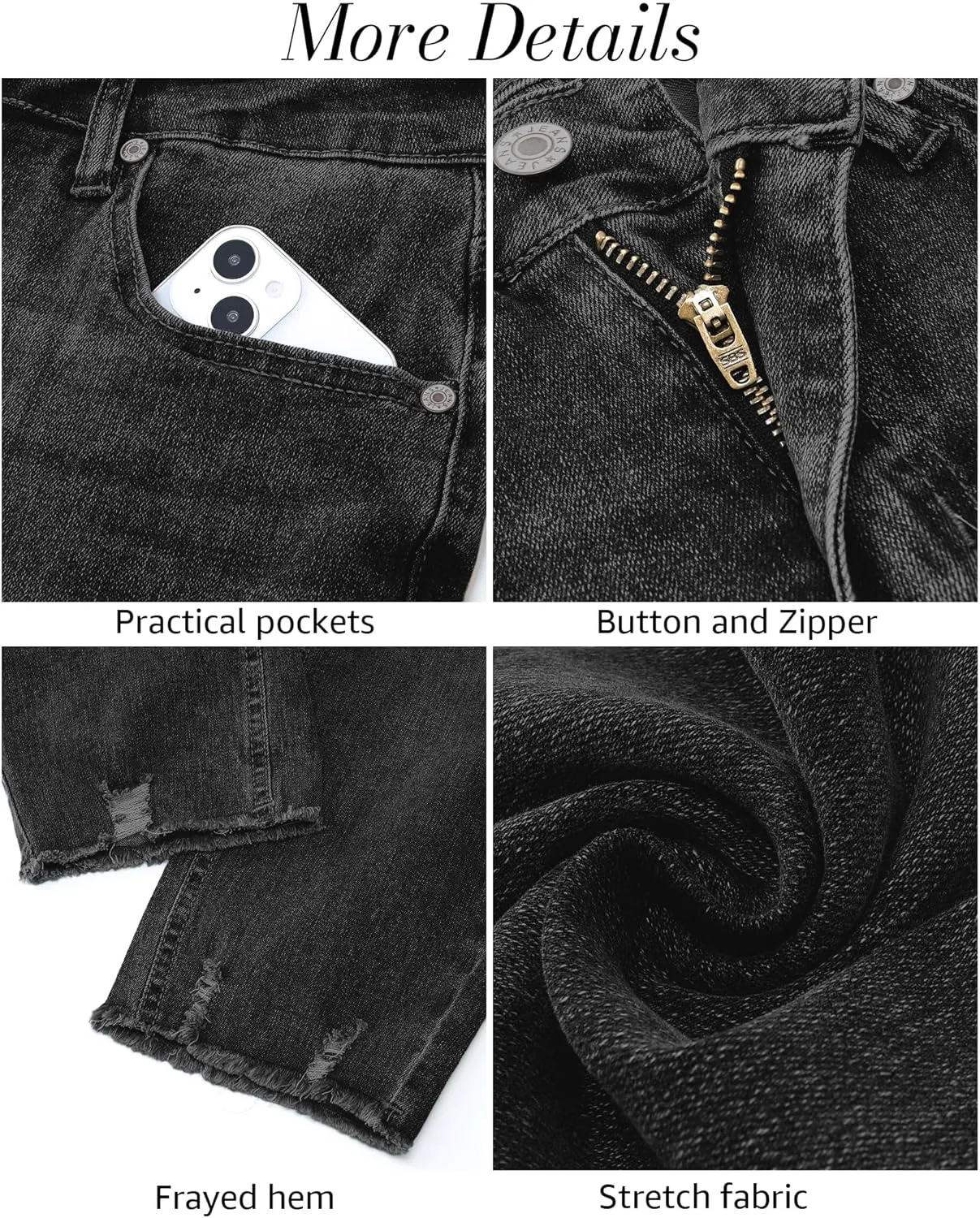 luvamia Jean Capri Pants for Women High Waisted Ripped Skinny Jeans Stretchy Denim Capris Cropped Jeggings with Pockets