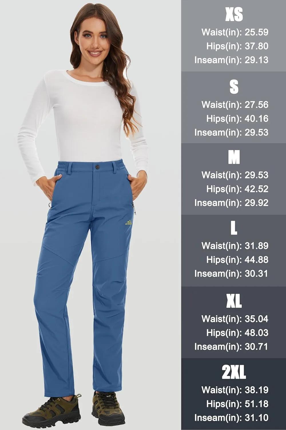 MAGCOMSEN Women's Fleece Lined Waterproof Insulated Softshell Pants Outdoor Snow Ski Pants Winter Warm Hiking Pants