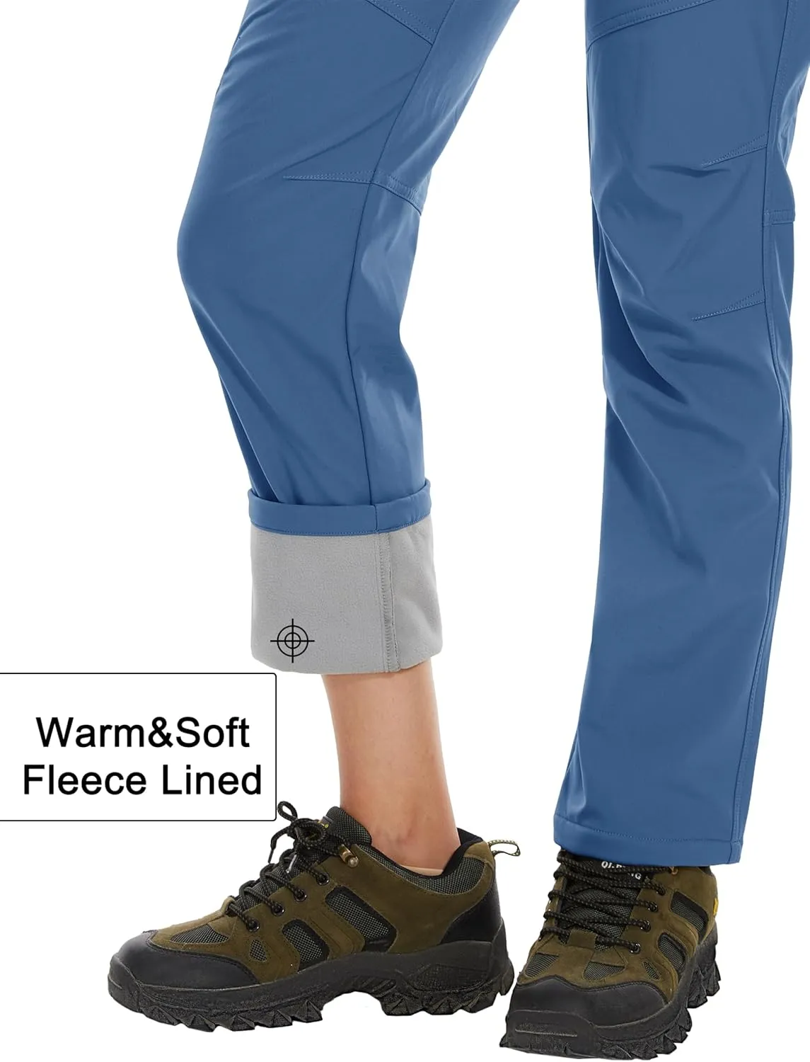 MAGCOMSEN Women's Fleece Lined Waterproof Insulated Softshell Pants Outdoor Snow Ski Pants Winter Warm Hiking Pants