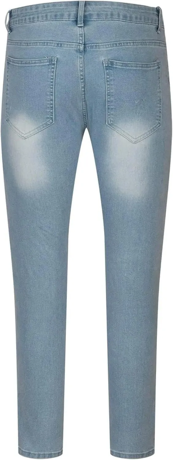 Maiyifu-GJ Men's Skinny Slim Fit Jeans Stretch 6 Pockets Denim Pencil Pants Casual Hip Hop Side Pocket Jean Trousers
