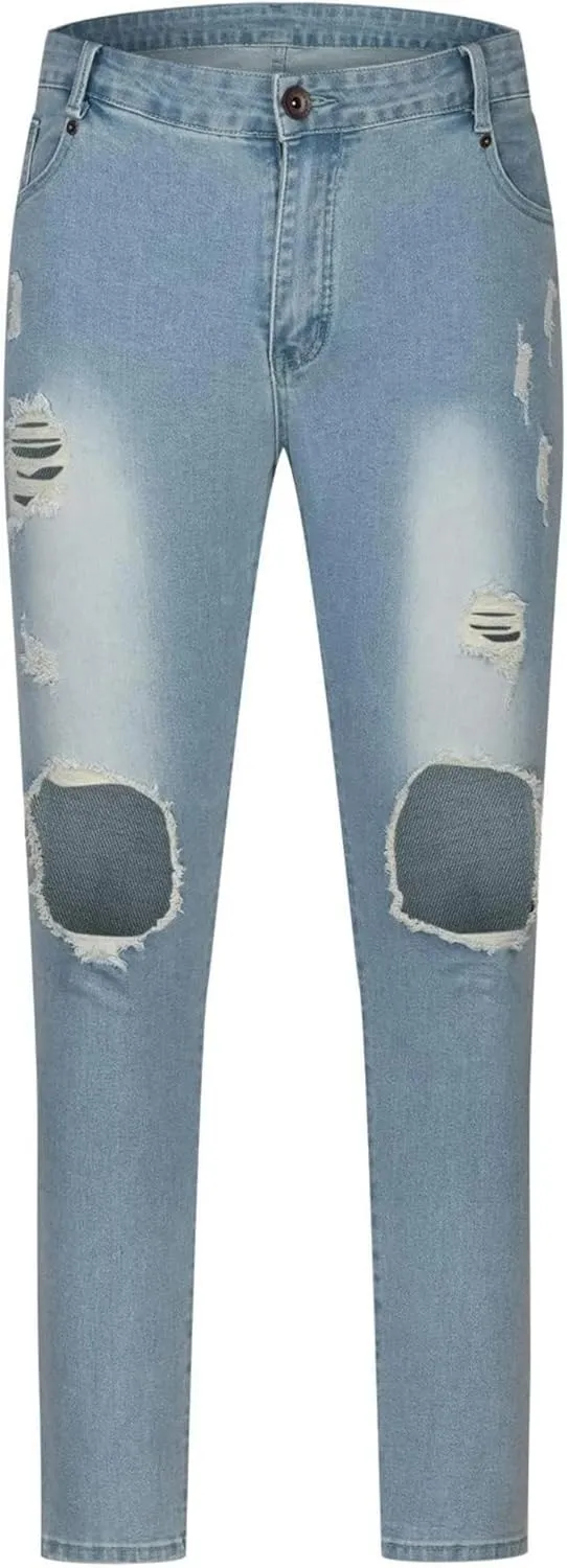 Maiyifu-GJ Men's Skinny Slim Fit Jeans Stretch 6 Pockets Denim Pencil Pants Casual Hip Hop Side Pocket Jean Trousers