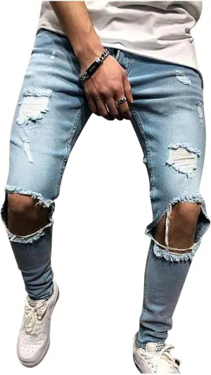 Maiyifu-GJ Men's Skinny Slim Fit Jeans Stretch 6 Pockets Denim Pencil Pants Casual Hip Hop Side Pocket Jean Trousers