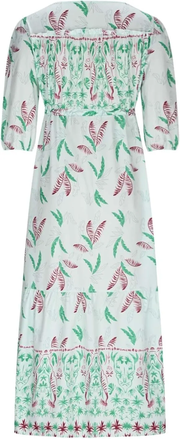 Maxi Dresses for Women Short Sleeve Boho Floral Print Button T Shirt Dress Casual Ruffle Loose Long Tunic Dresses