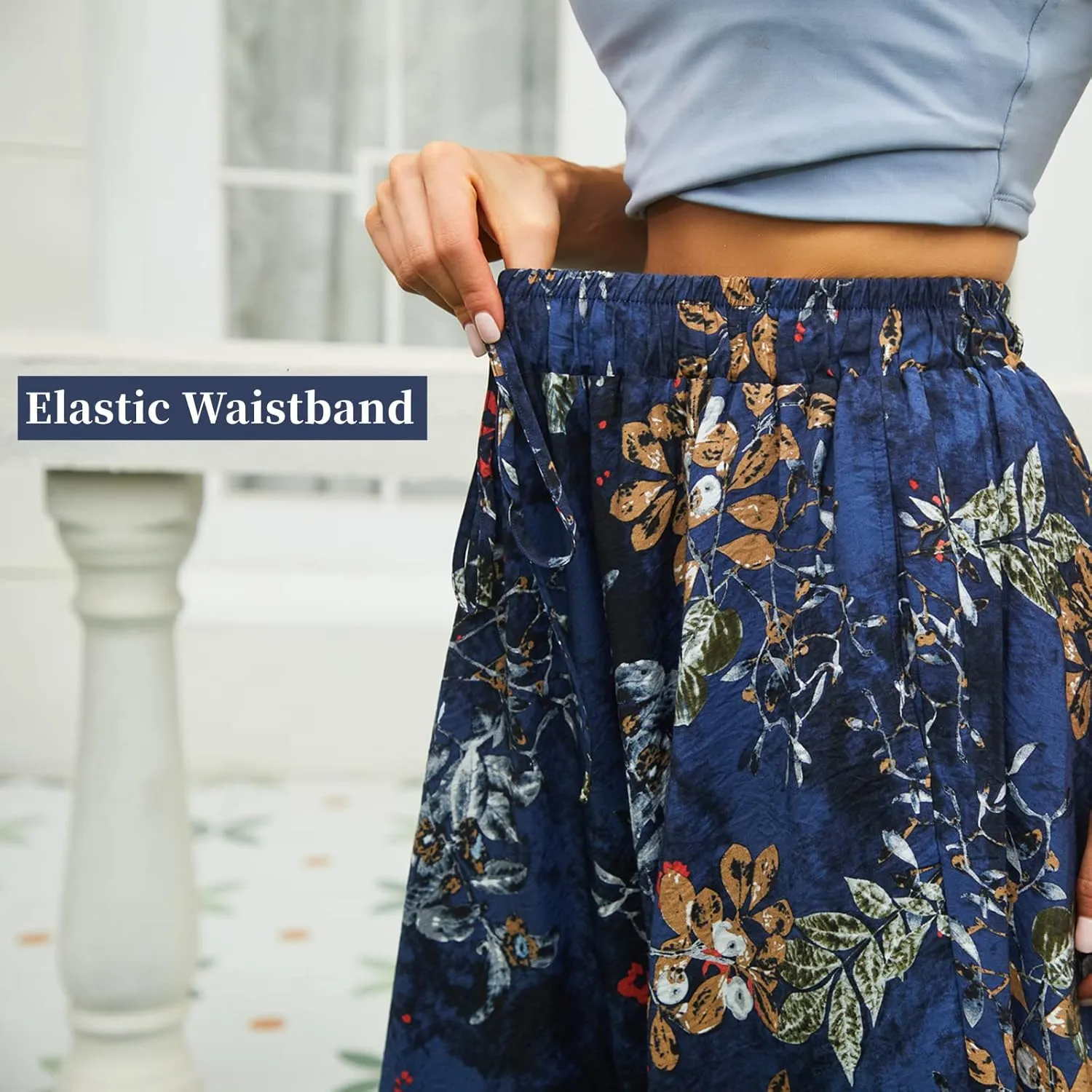 Maxi Skirts for Women with Pockets Long Midi Length Casual Skirt for Beach Party Holiday