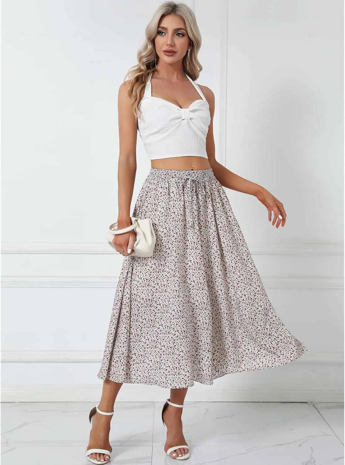 Maxi Skirts for Women with Pockets Long Midi Length Casual Skirt for Beach Party Holiday