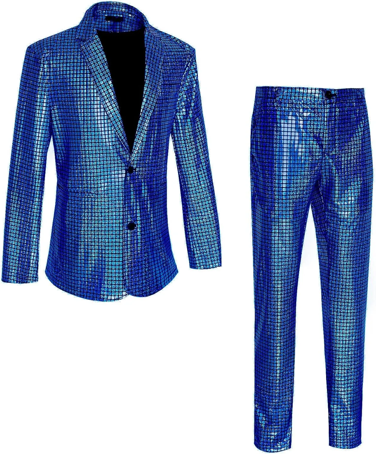 Men's 70s Disco Outfit Rainbow Suit Sequin Jacket and Pants Halloween Party Costume