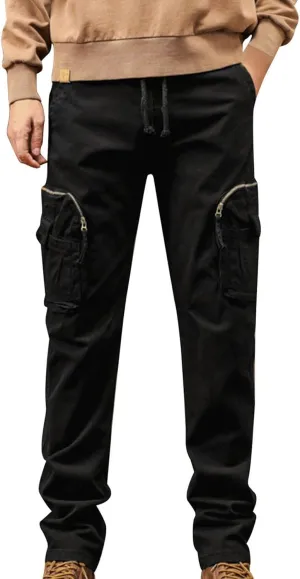 Men's Cargo Pants Outdoor Tactical Work Elastic Waist Pants for Men Slim Fit Athletic Hiking Fishing Travel Pants