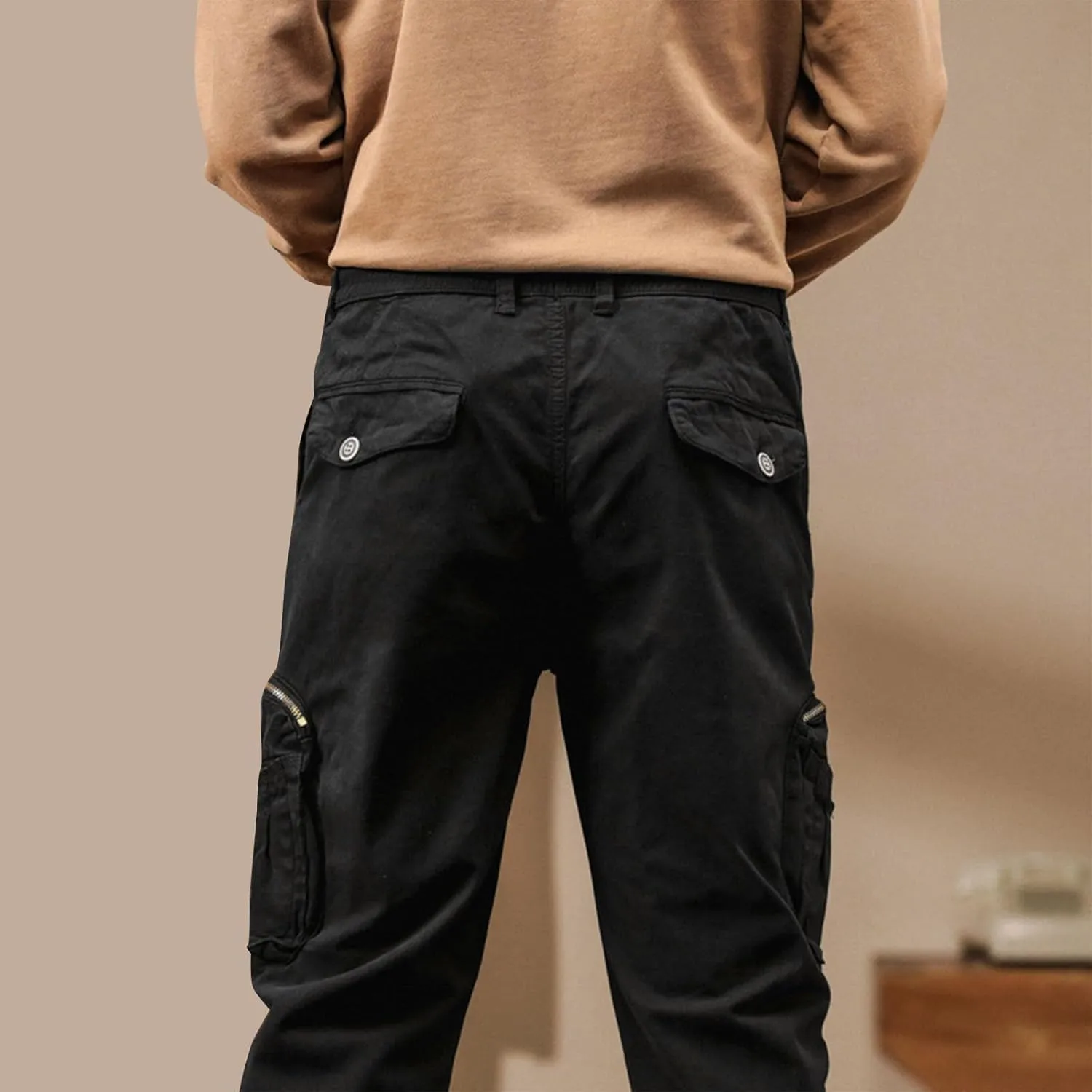 Men's Cargo Pants Outdoor Tactical Work Elastic Waist Pants for Men Slim Fit Athletic Hiking Fishing Travel Pants