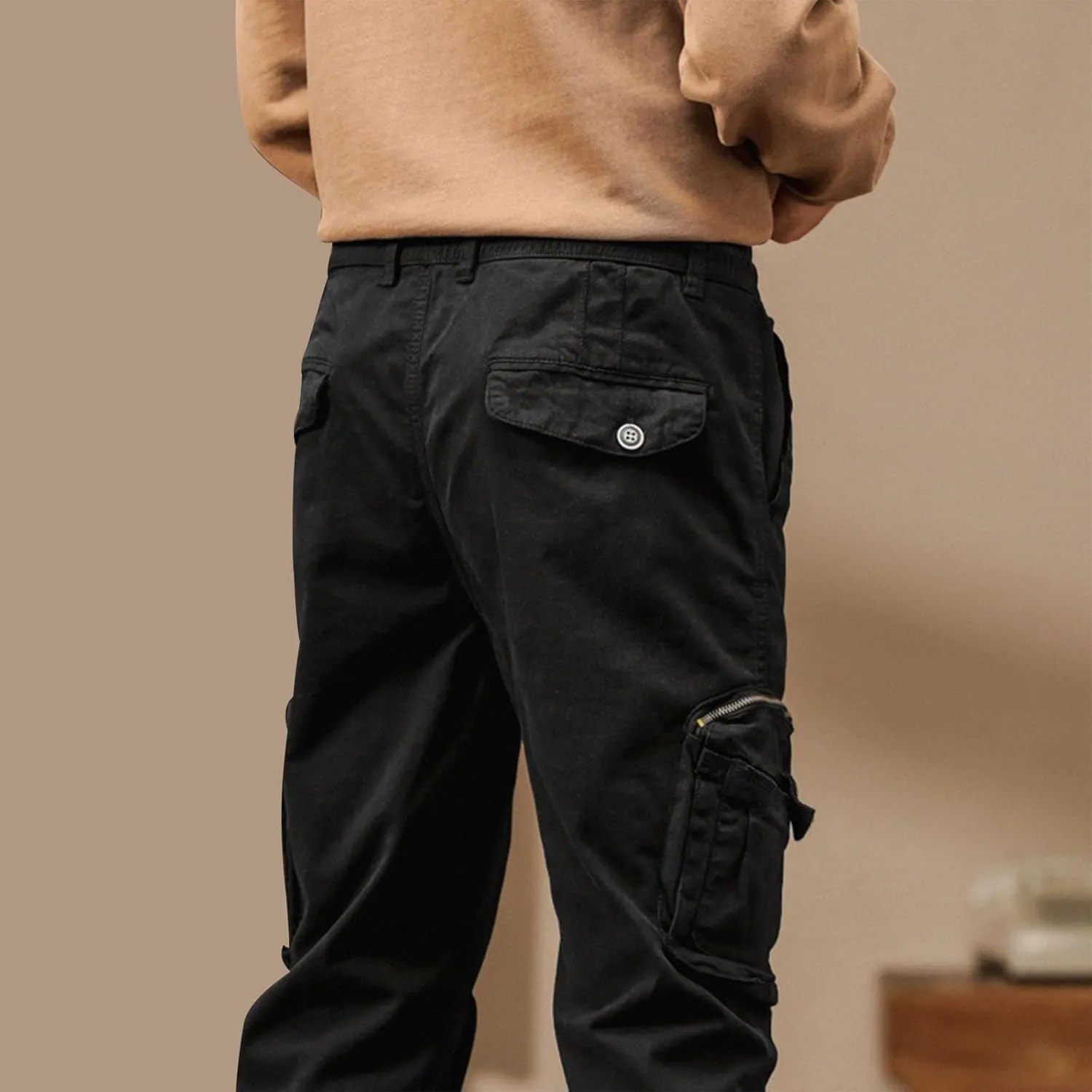 Men's Cargo Pants Outdoor Tactical Work Elastic Waist Pants for Men Slim Fit Athletic Hiking Fishing Travel Pants