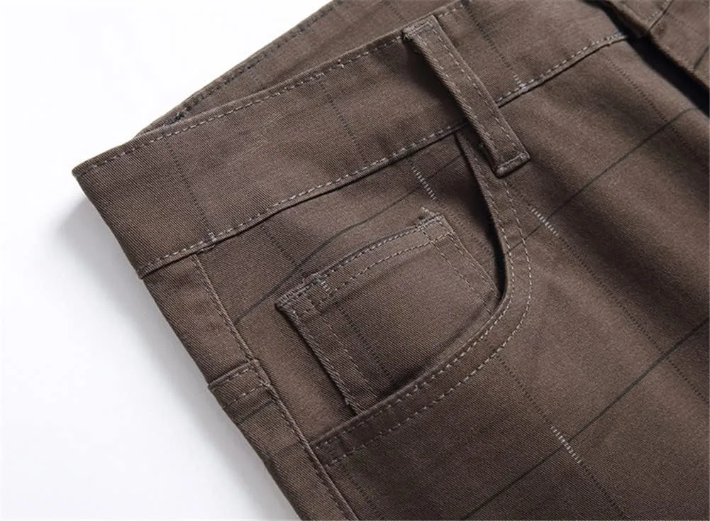 Mens Casual Plaid Chino Business Dress Pants,Fashion Black Stretch Slim Fit Flat Front Skinny Dress Pant for Men