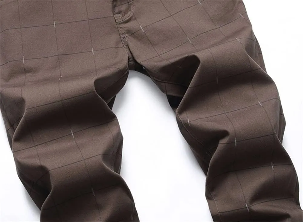 Mens Casual Plaid Chino Business Dress Pants,Fashion Black Stretch Slim Fit Flat Front Skinny Dress Pant for Men