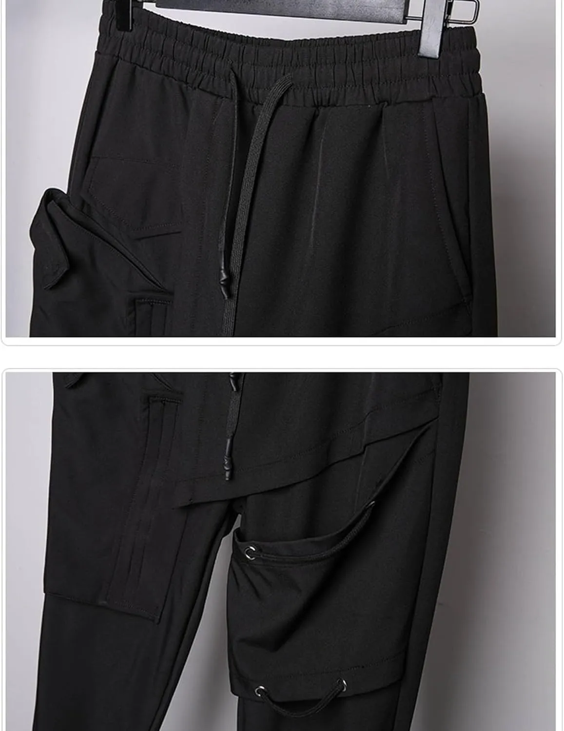 Men's Jogger Pants Punk Cargo Trouser Ankle Casual Harem Pants Hip Hop Tapered Pant Streetwear with Pocket