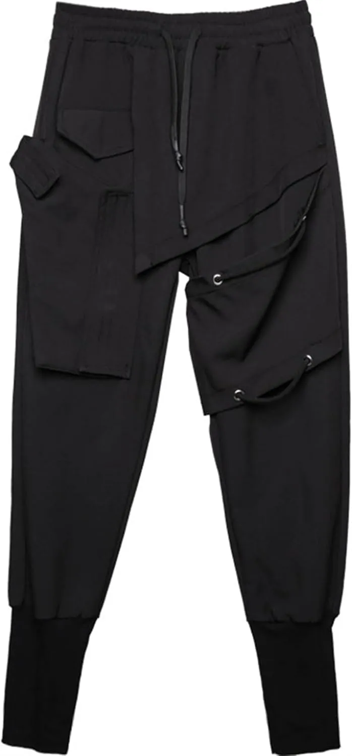 Men's Jogger Pants Punk Cargo Trouser Ankle Casual Harem Pants Hip Hop Tapered Pant Streetwear with Pocket