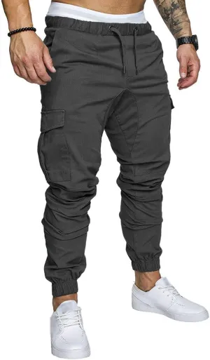 Mens Jogger Pants Running Workout Athletic Cargo Sweatpants Slim Fit Casual Chino Trousers with Pockets