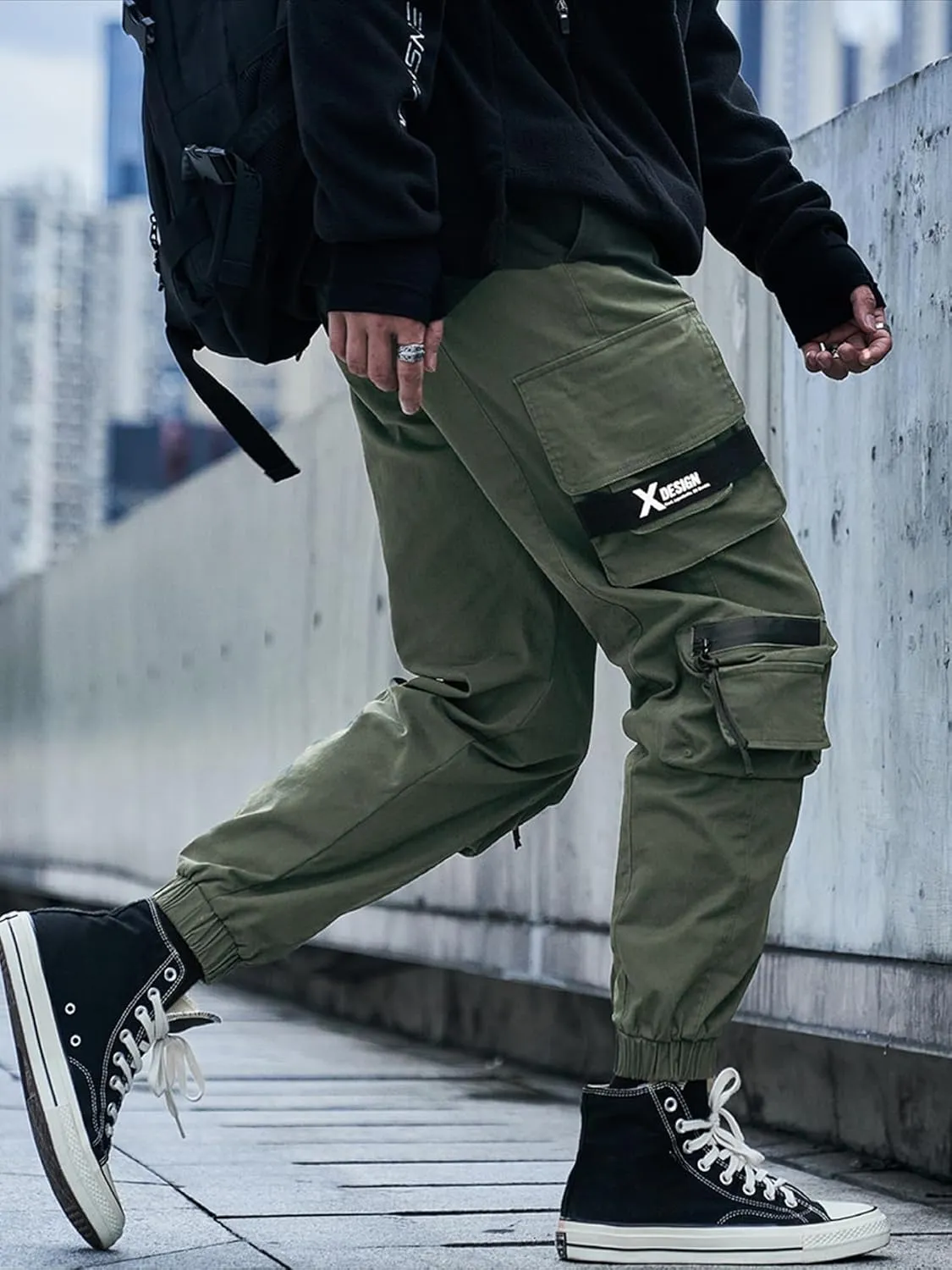 Men's Jogger Pants Techwear Hip Hop Harem Pants Streetwear Tactical Track Pants with Drawstring