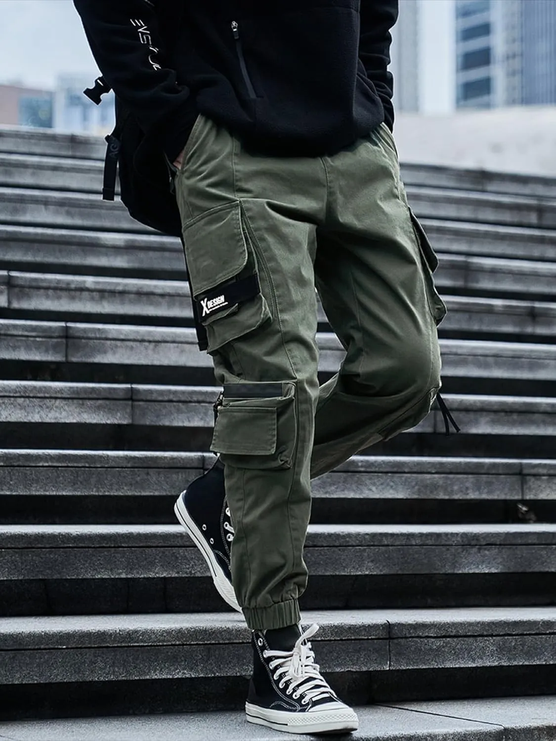 Men's Jogger Pants Techwear Hip Hop Harem Pants Streetwear Tactical Track Pants with Drawstring