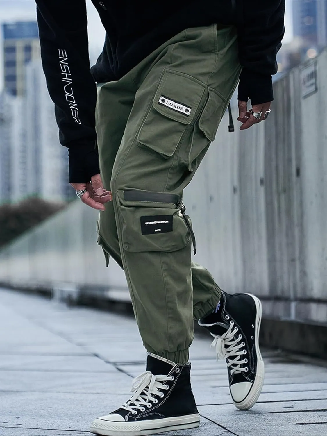 Men's Jogger Pants Techwear Hip Hop Harem Pants Streetwear Tactical Track Pants with Drawstring