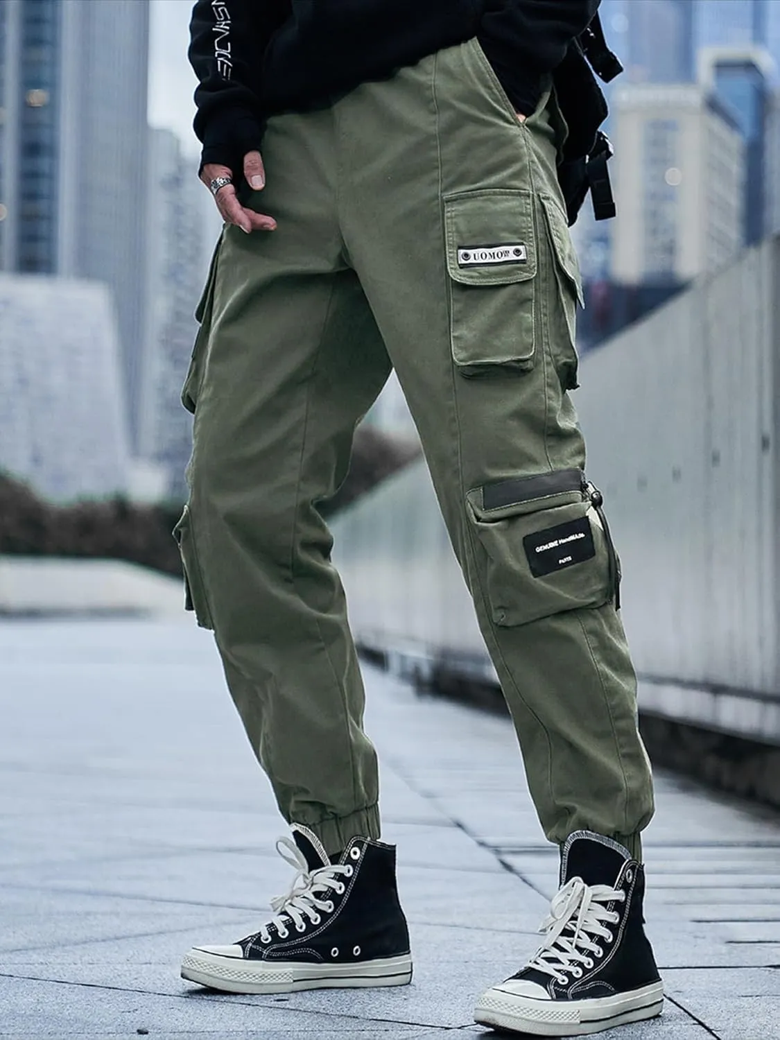 Men's Jogger Pants Techwear Hip Hop Harem Pants Streetwear Tactical Track Pants with Drawstring