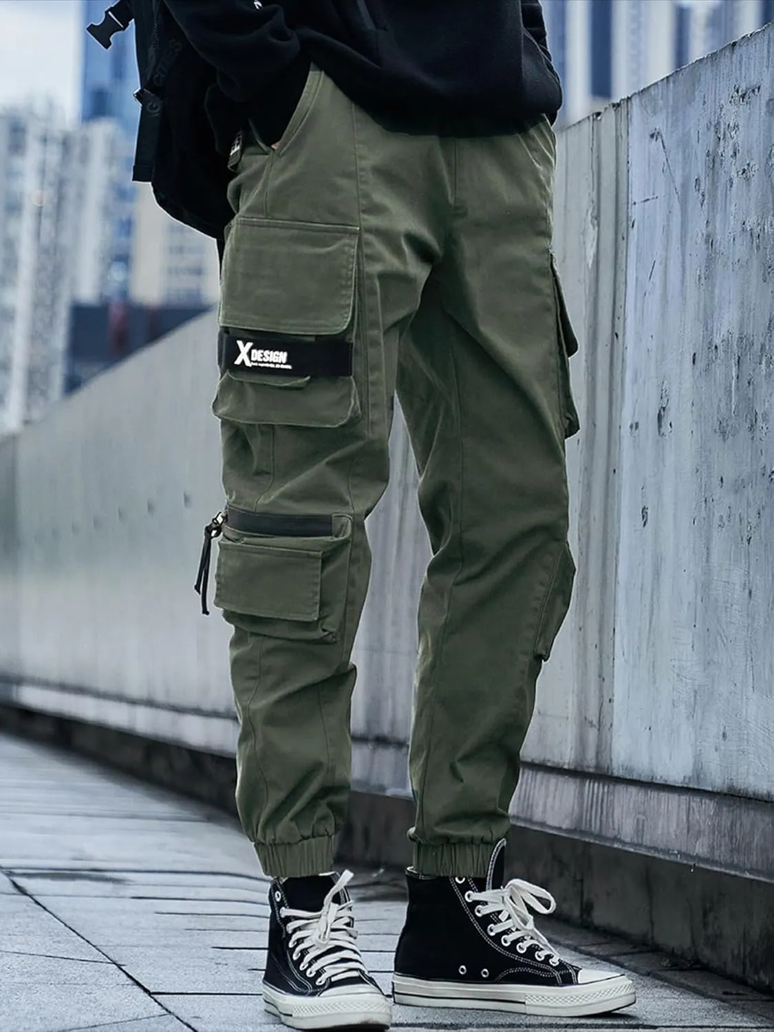 Men's Jogger Pants Techwear Hip Hop Harem Pants Streetwear Tactical Track Pants with Drawstring