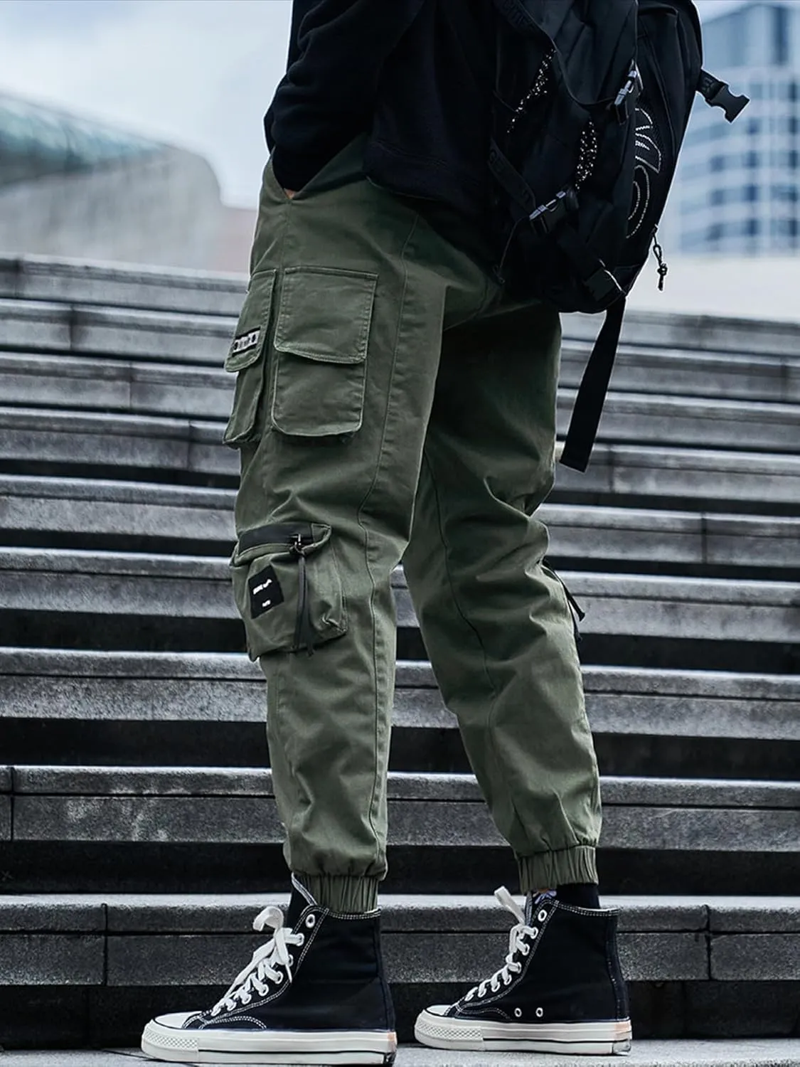 Men's Jogger Pants Techwear Hip Hop Harem Pants Streetwear Tactical Track Pants with Drawstring