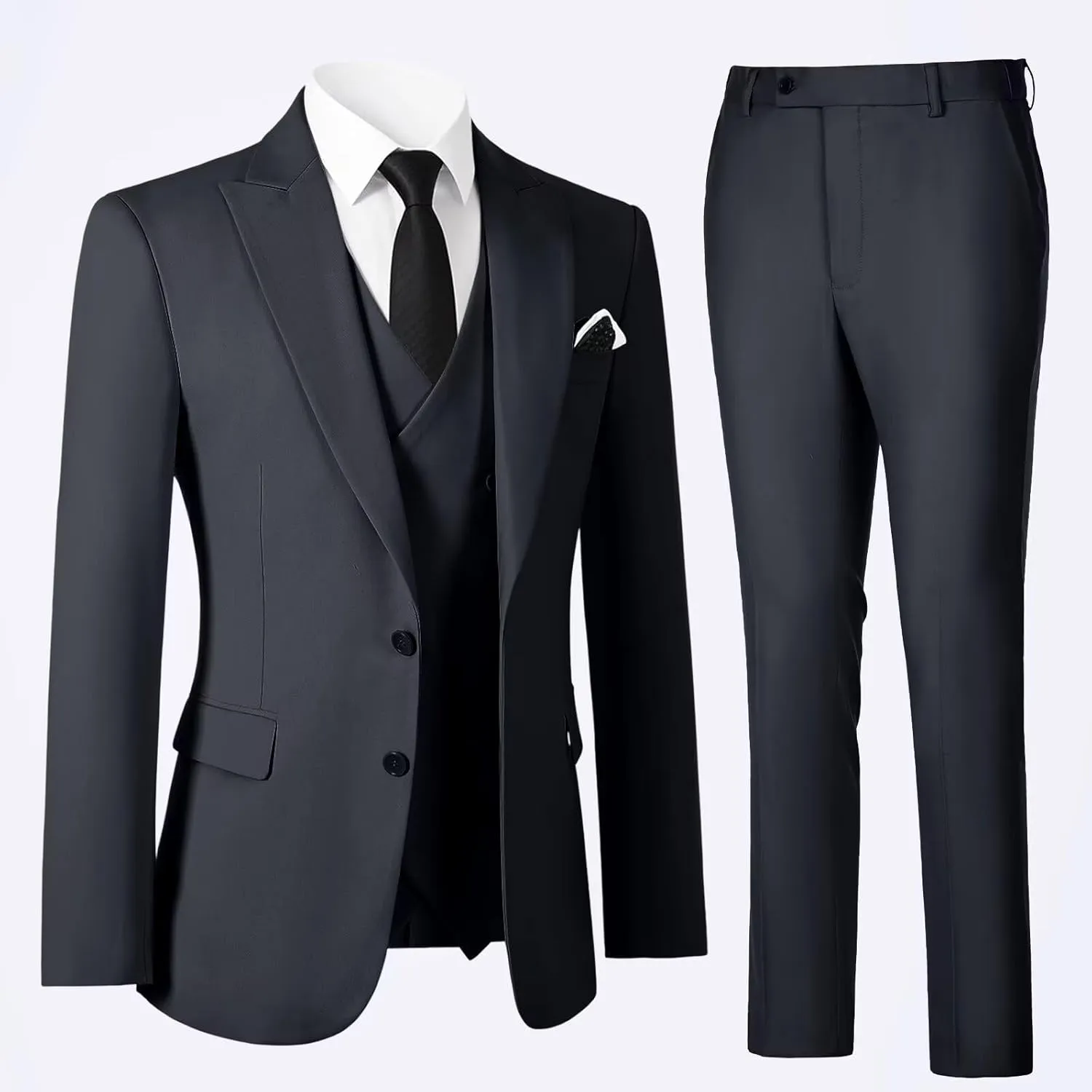 Mens Suits 3 Piece Slim Fit Suit Set Business Wedding Tuxedo Jacket Vest Pants