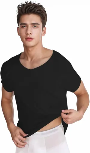 Men's Sweatproof Undershirt, V Neck Sweat Proof T-Shirt, Quick-Dry Short Sleeve with Underarm Sweat Pads