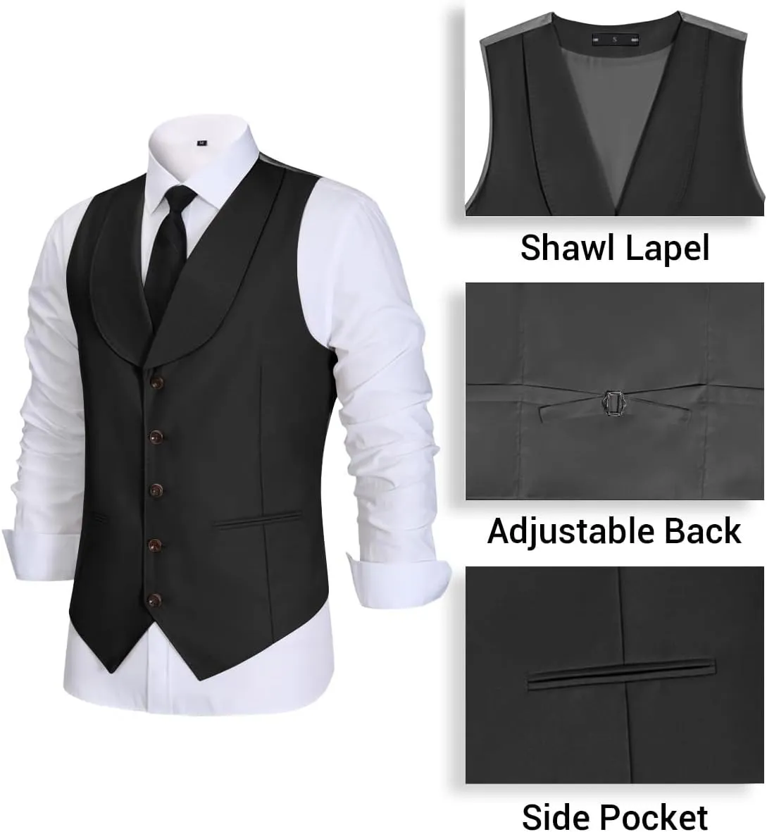 Mens Vest Pants Suits Set 2 Pieces Slim Fit Groomsmen Suit for Men Formal