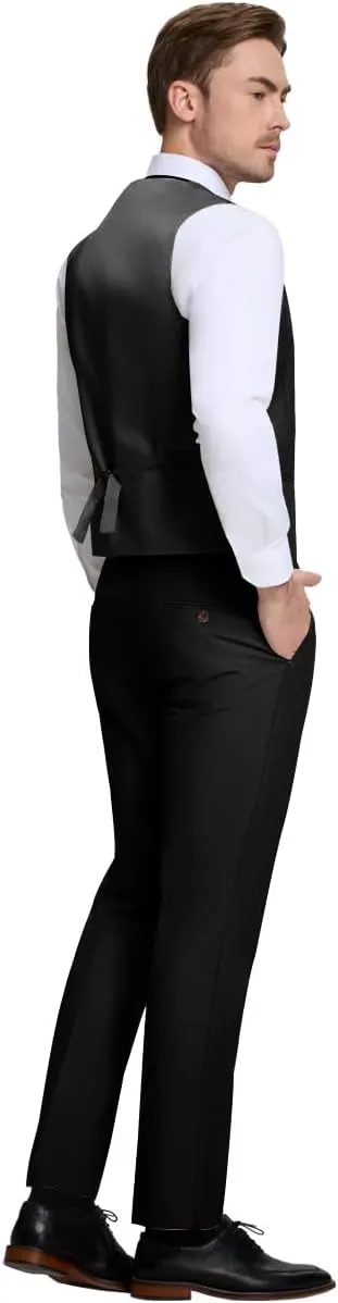 Mens Vest Pants Suits Set 2 Pieces Slim Fit Groomsmen Suit for Men Formal