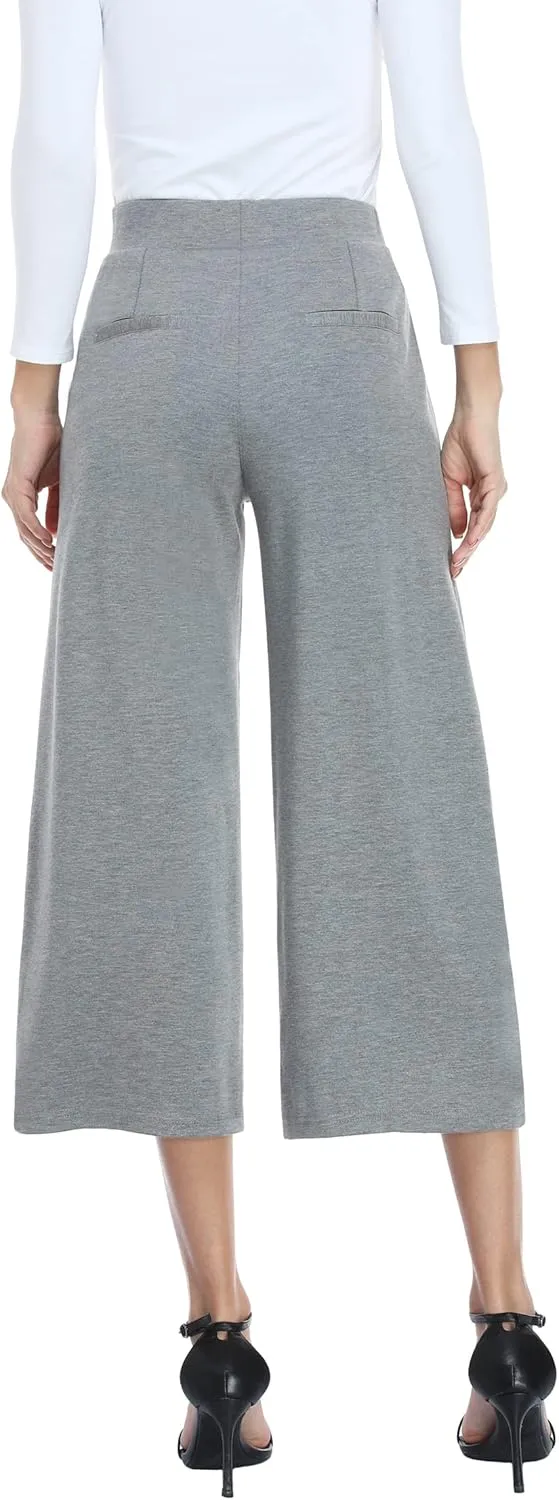MISS MOLY Wide Leg Pants for Women Business Casual Crop Palazo Dress Pants Capris