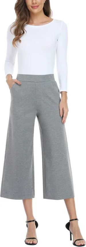 MISS MOLY Wide Leg Pants for Women Business Casual Crop Palazo Dress Pants Capris