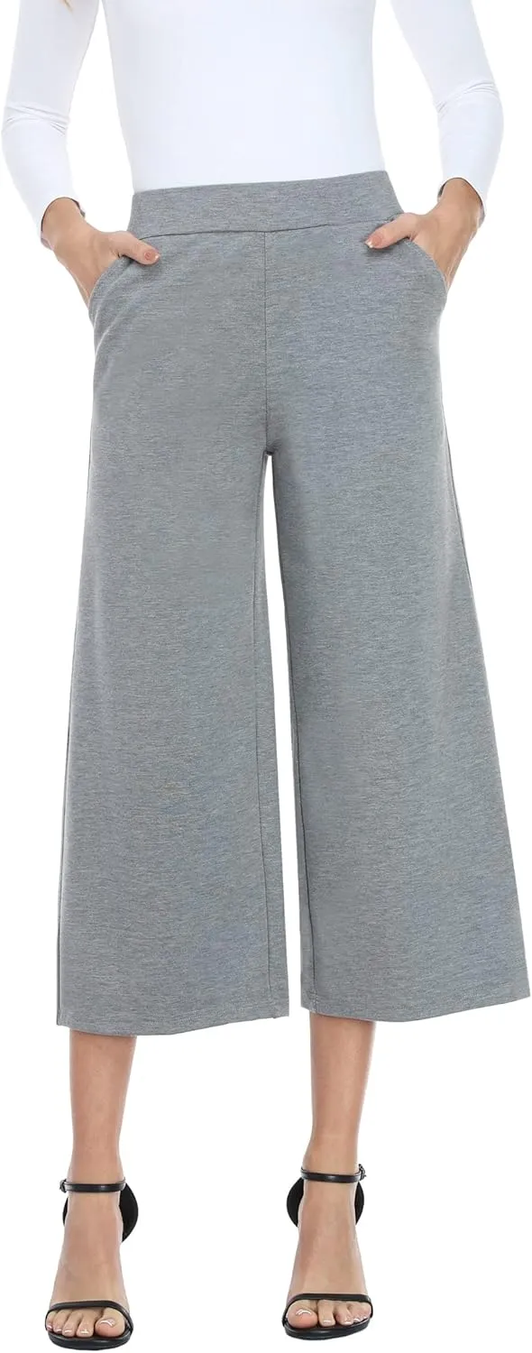 MISS MOLY Wide Leg Pants for Women Business Casual Crop Palazo Dress Pants Capris